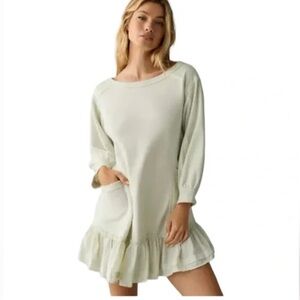 Light Green Daily Practice by Anthropologie Eldridge Ruffle-Hem Dress, size S